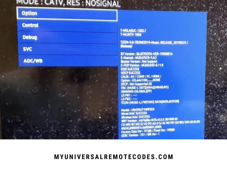 samsung tv service menu